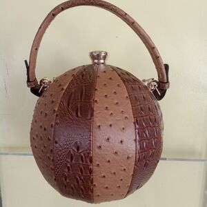 Alyssa Ball Shape Elegant Brown Leather Handbag